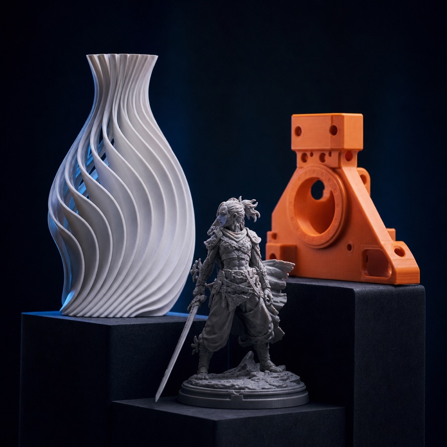 3Dプリントした花瓶・フィギュア・試作パーツ