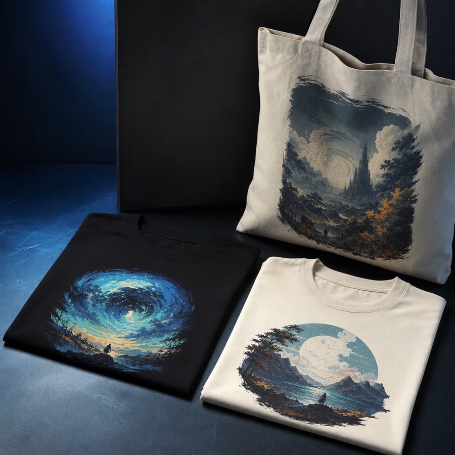 プリントしたTシャツとトートバッグ